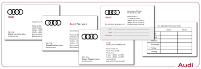 business cards and appointment cards Audi