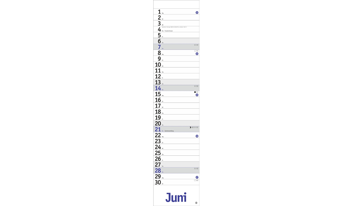 Werbekalender: Langplaner, blau 2026