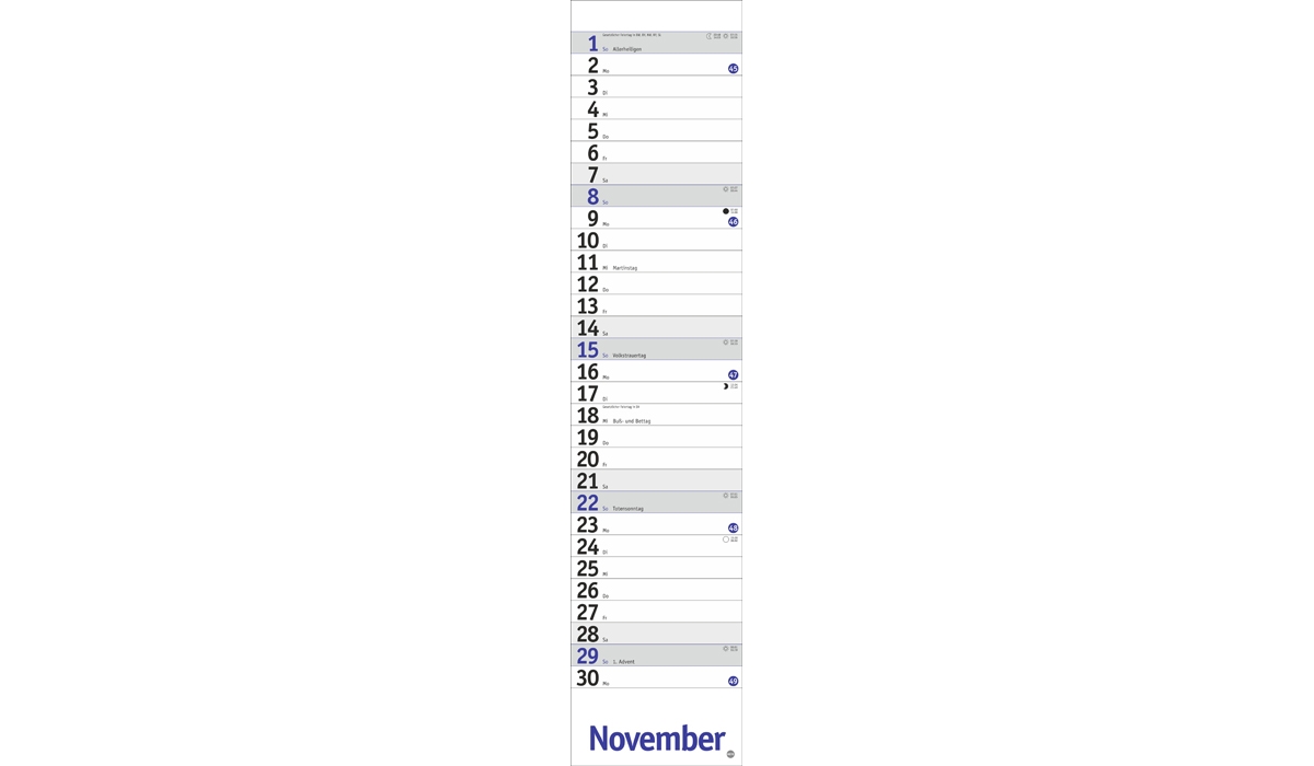 Werbekalender: Langplaner, blau 2026
