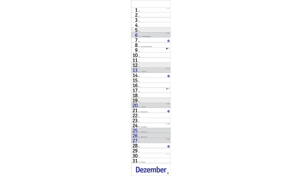 Werbekalender: Langplaner, blau 2026
