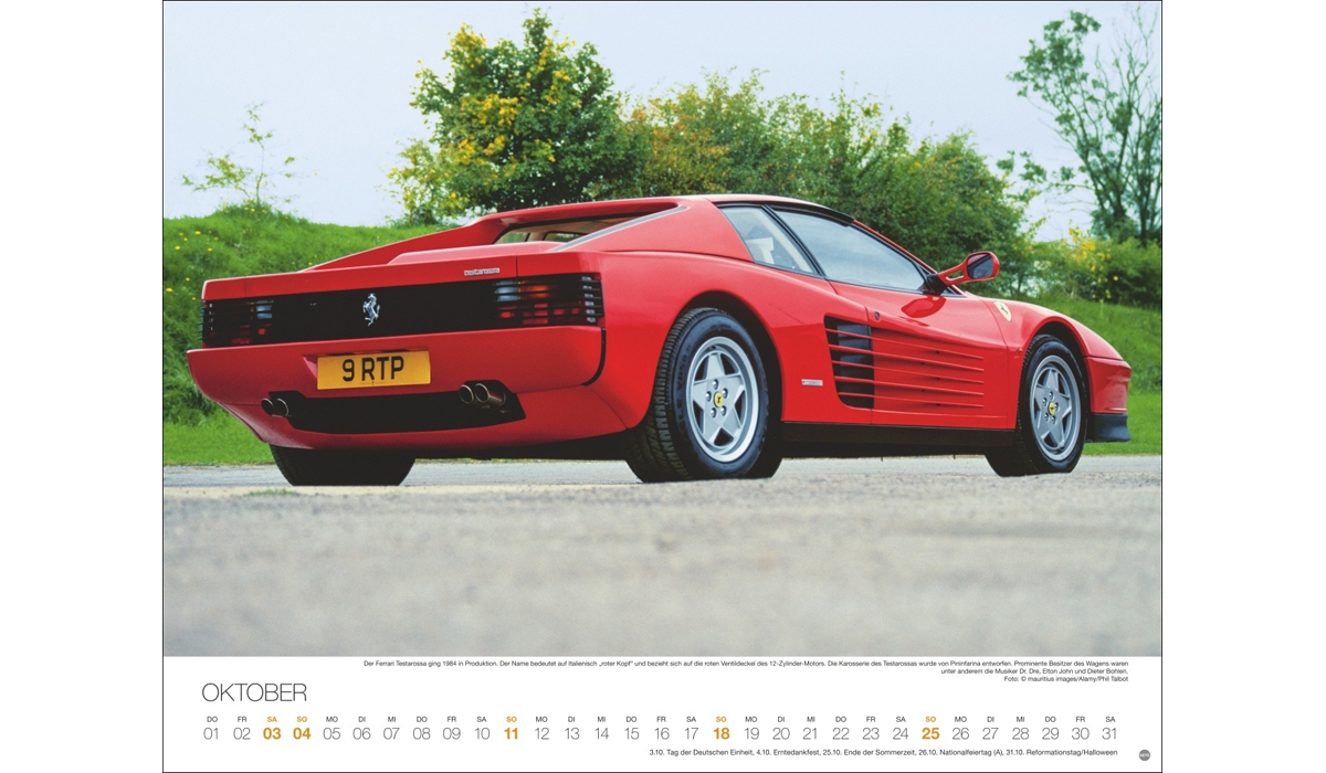 advertising calendar: Legendary Cars 2026