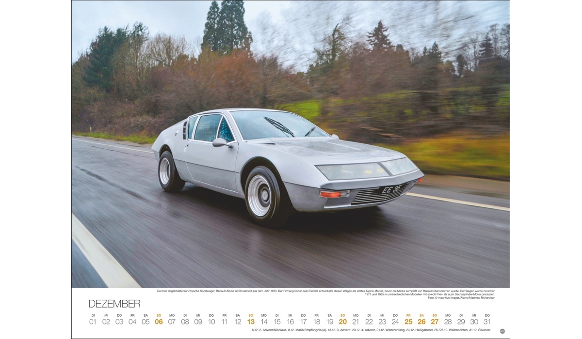 advertising calendar: Legendary Cars 2026