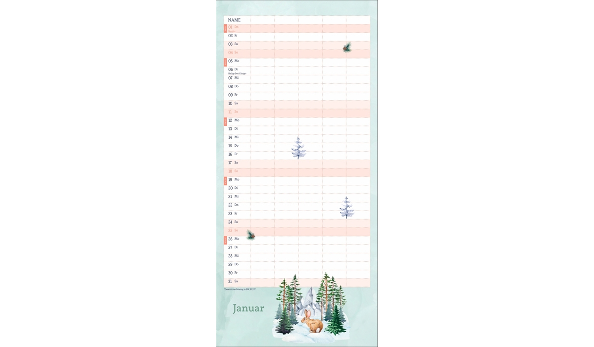 Werbekalender: Tiere des Waldes Familienplaner 2026