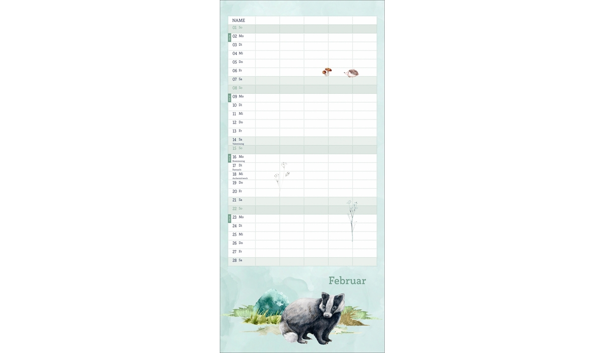 Werbekalender: Tiere des Waldes Familienplaner 2026
