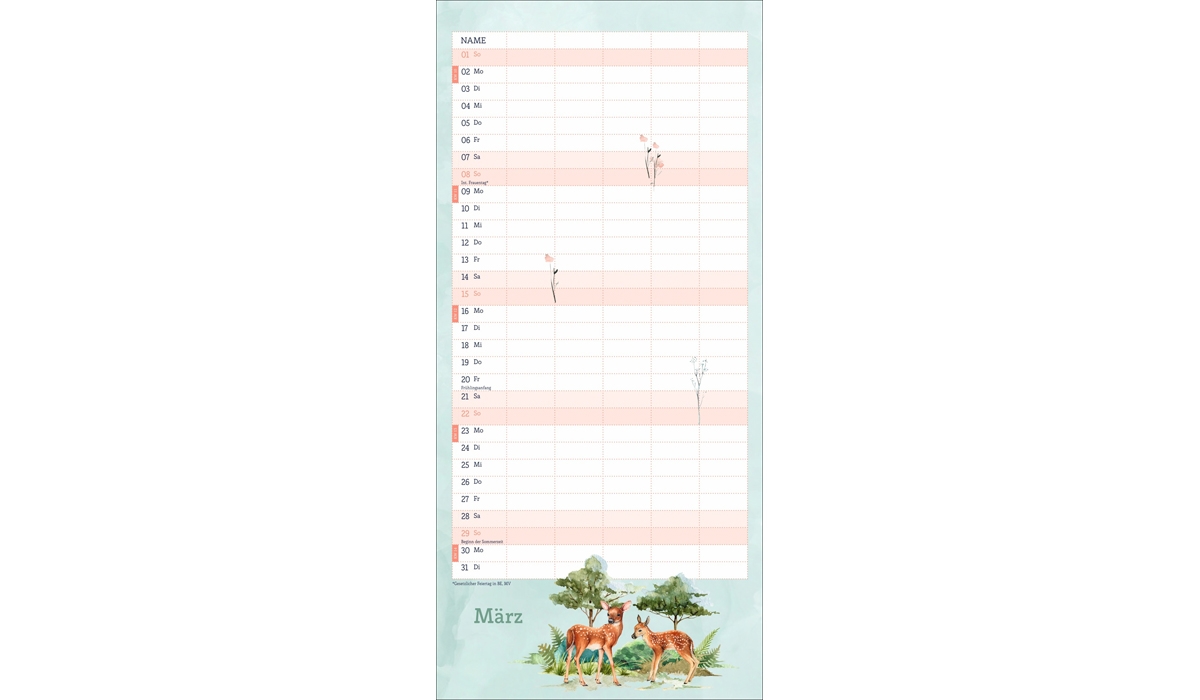 Werbekalender: Tiere des Waldes Familienplaner 2026