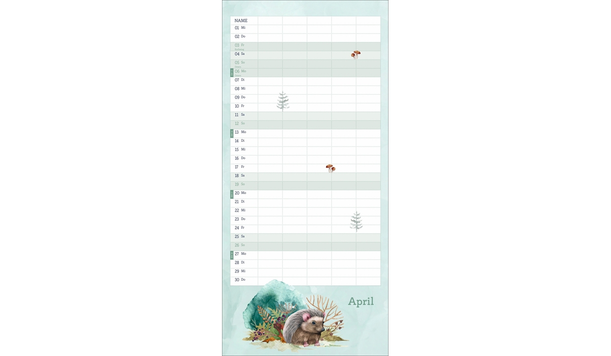 Werbekalender: Tiere des Waldes Familienplaner 2026