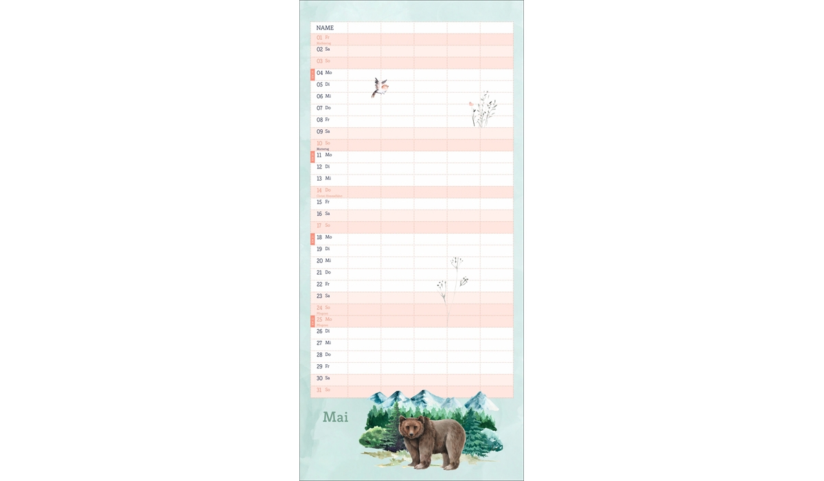 Werbekalender: Tiere des Waldes Familienplaner 2026