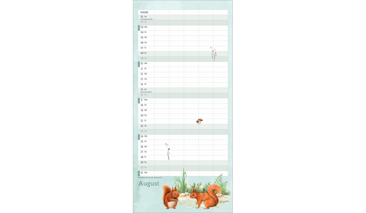 Werbekalender: Tiere des Waldes Familienplaner 2026