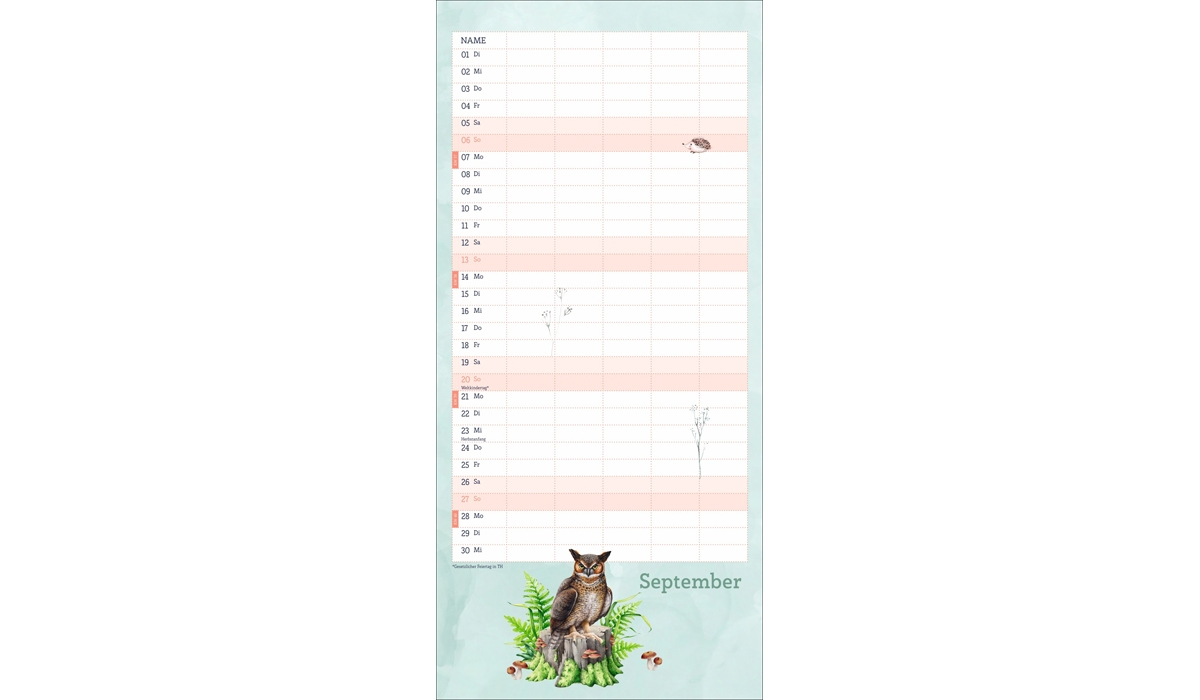 Werbekalender: Tiere des Waldes Familienplaner 2026