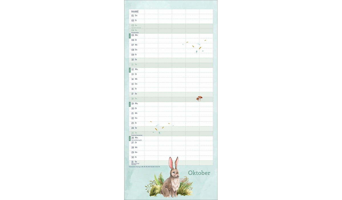 Werbekalender: Tiere des Waldes Familienplaner 2026