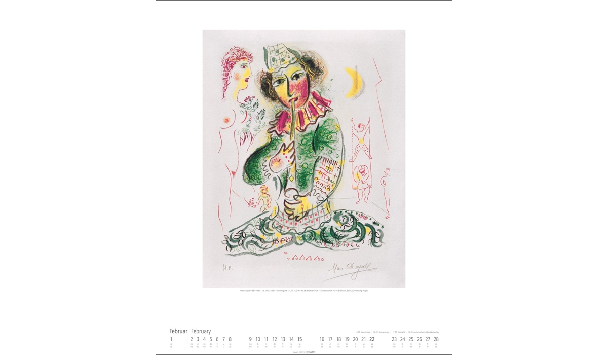 advertising calendar: Marc Chagall 2026