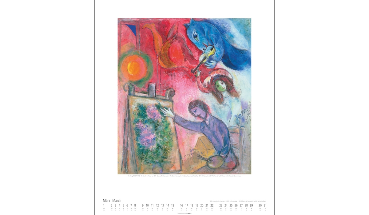 advertising calendar: Marc Chagall 2026