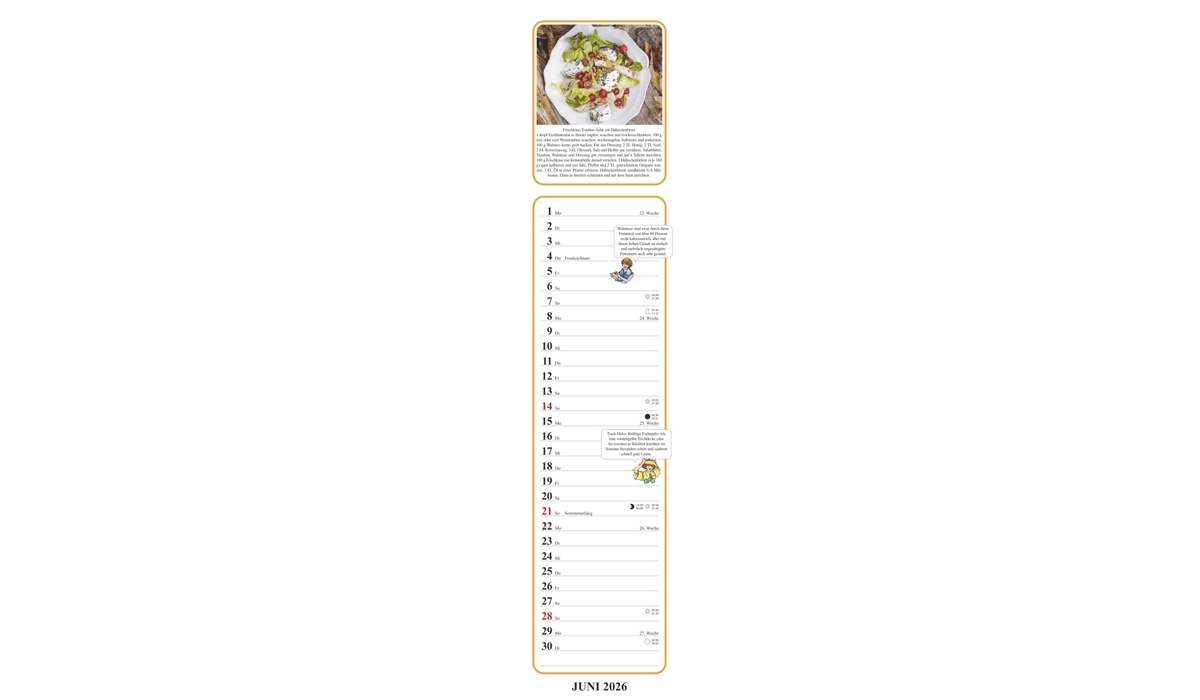 advertising calendar: Aunt Clara 2026