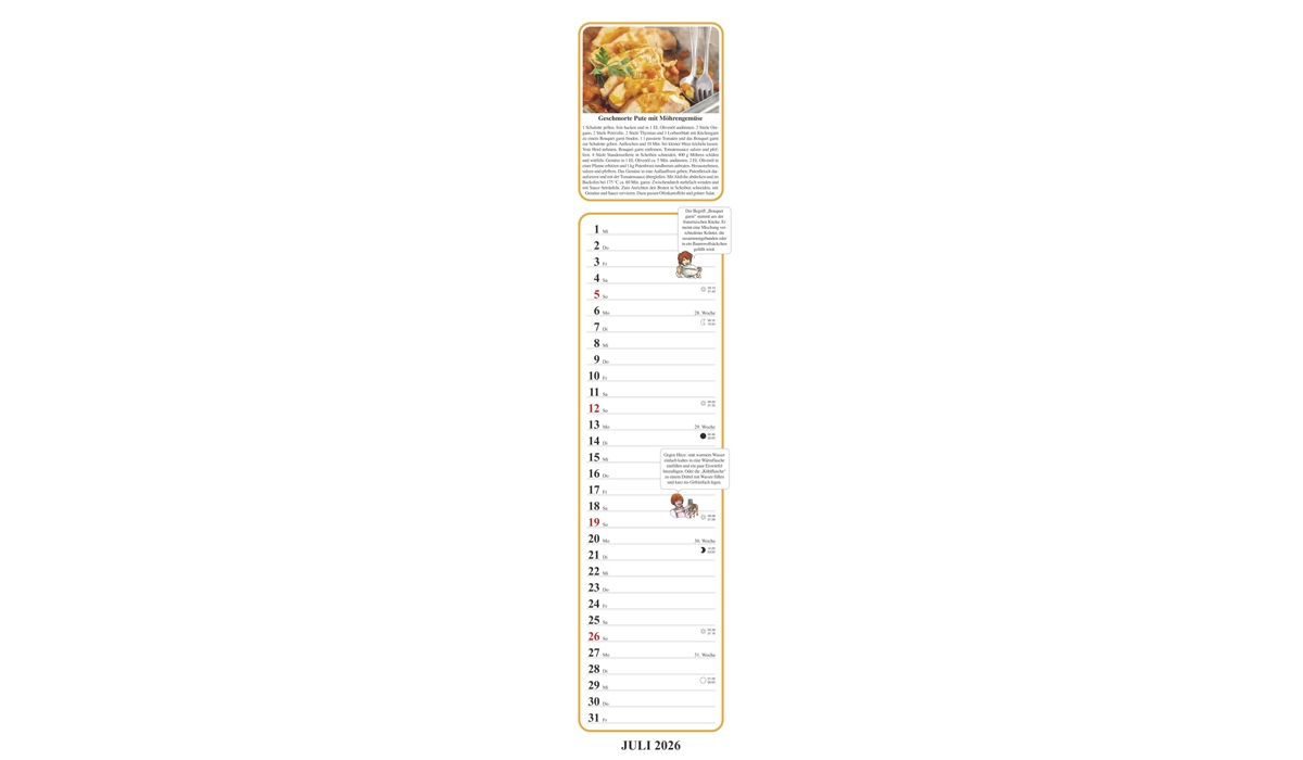 advertising calendar: Aunt Clara 2026