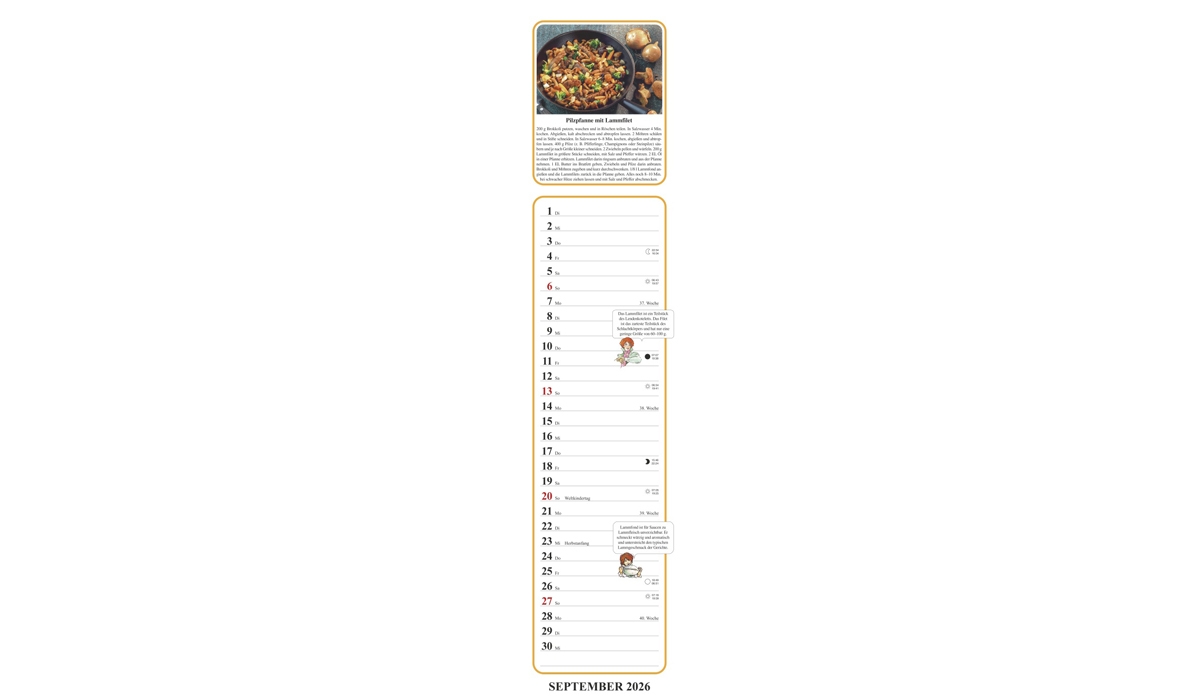 advertising calendar: Aunt Clara 2026