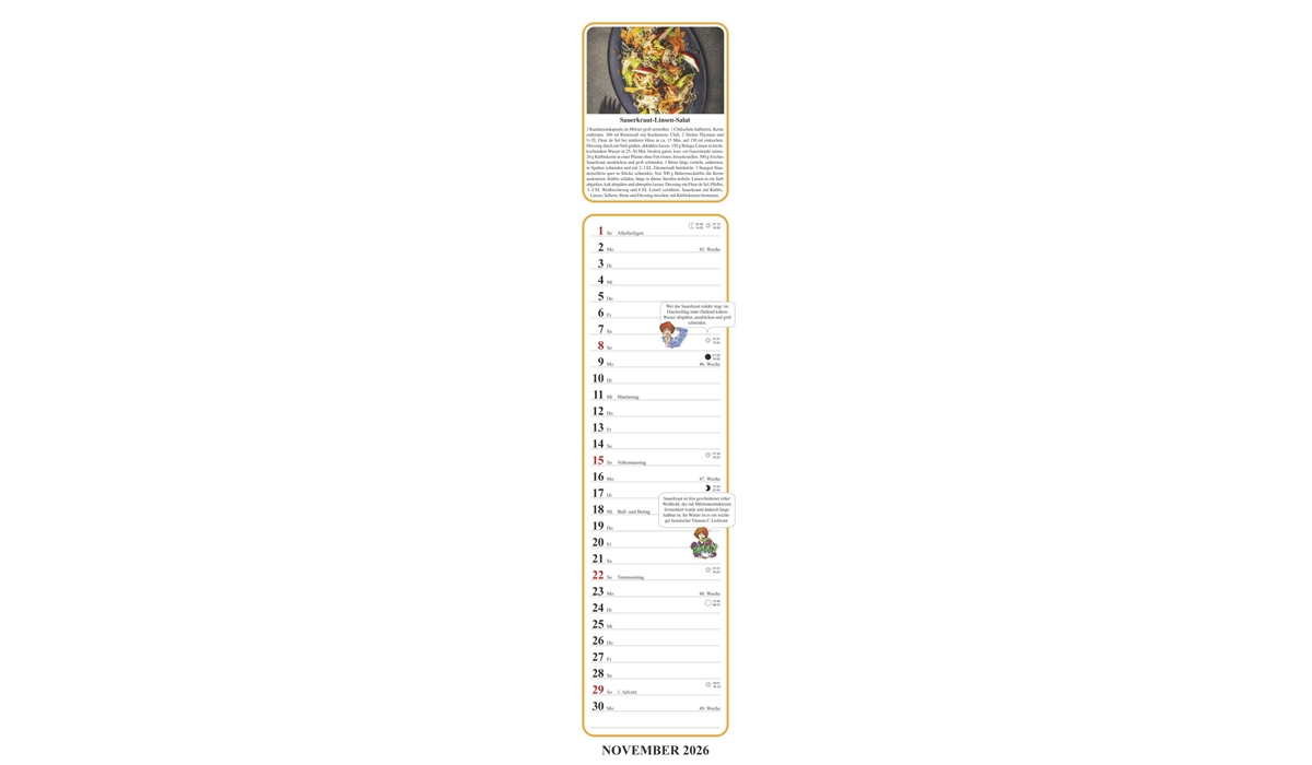advertising calendar: Aunt Clara 2026