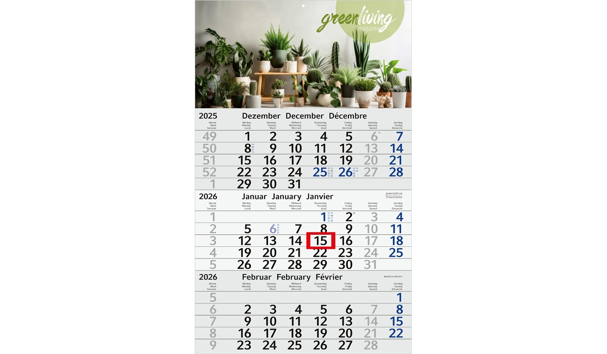 3-Monatskalender 2026 Budget 3 Recycling