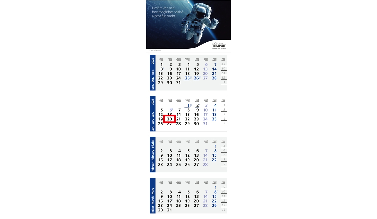 4-Monatskalender 2026 Forum Light 4 Standard
