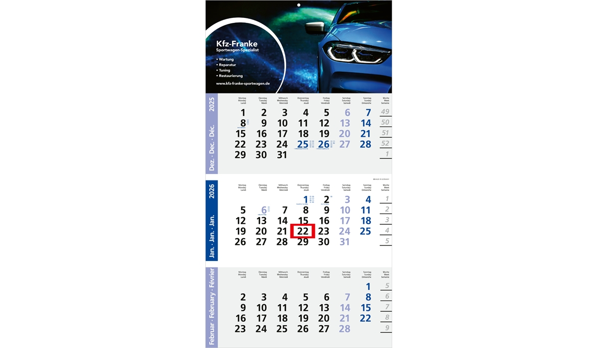 3-Monatskalender 2026 Logic 3 A