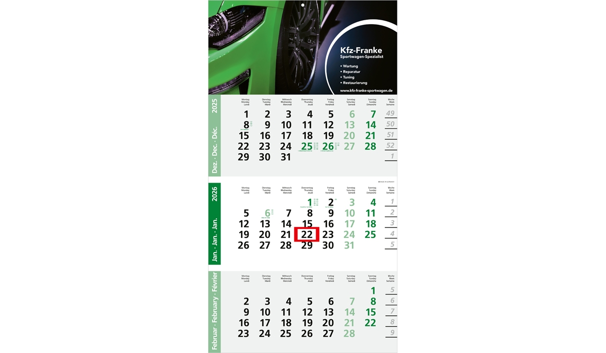3-Monatskalender 2026 Logic 3 Post A