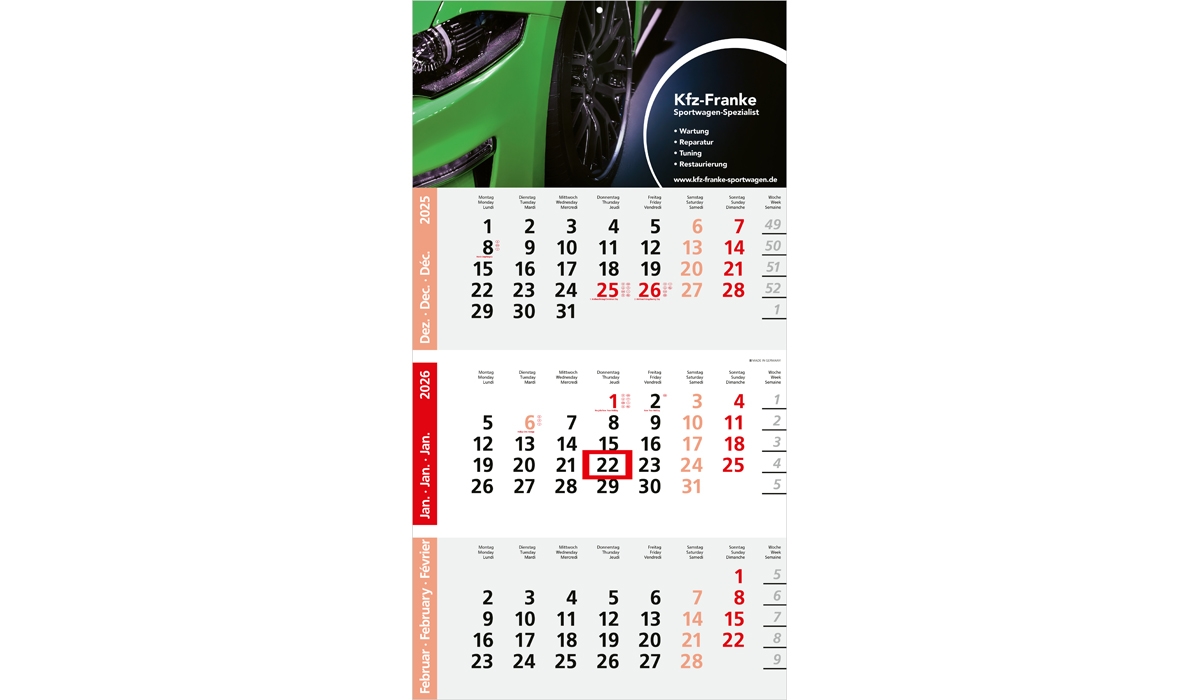 3-Monatskalender 2026 Logic 3 Post A