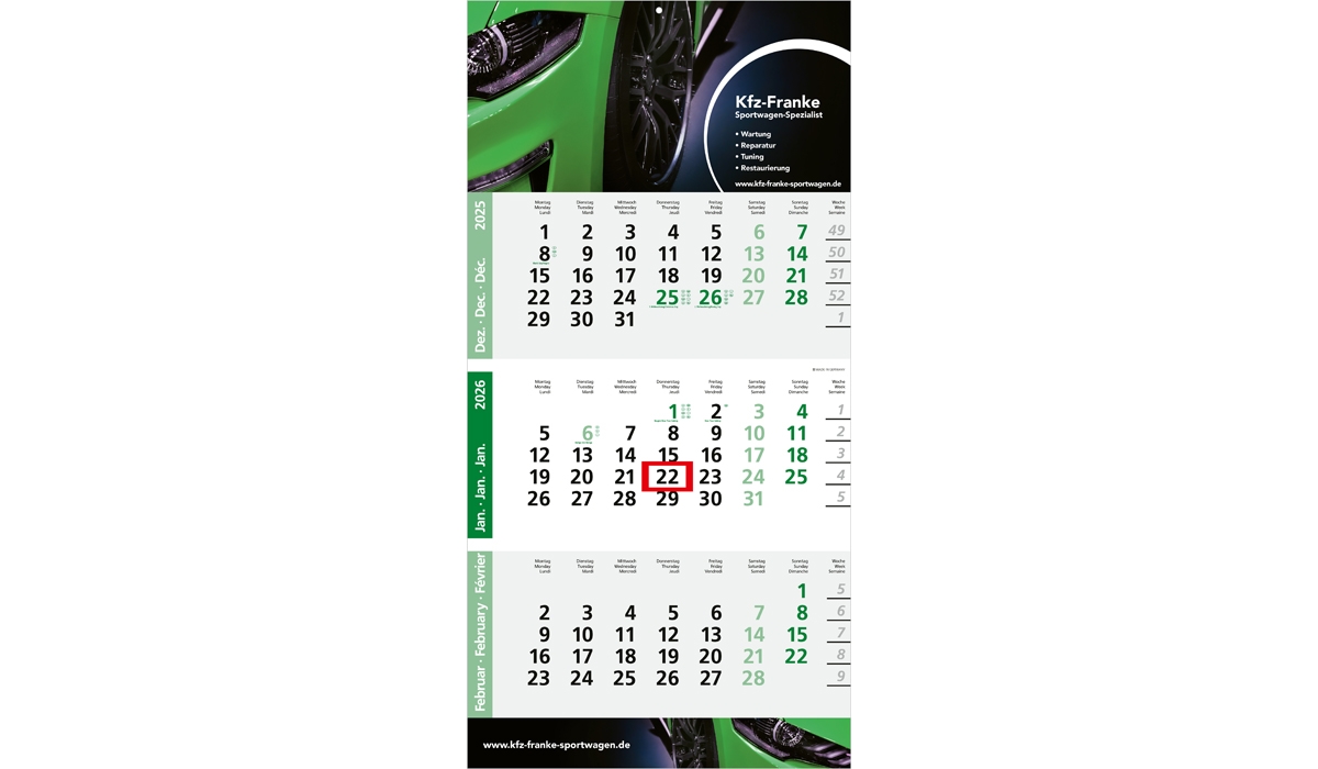 3-Monatskalender 2026 Logic 3 Post B