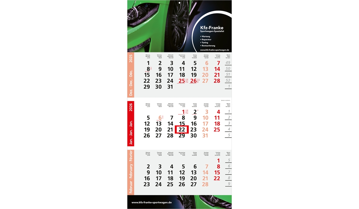 3-Monatskalender 2026 Logic 3 Post B
