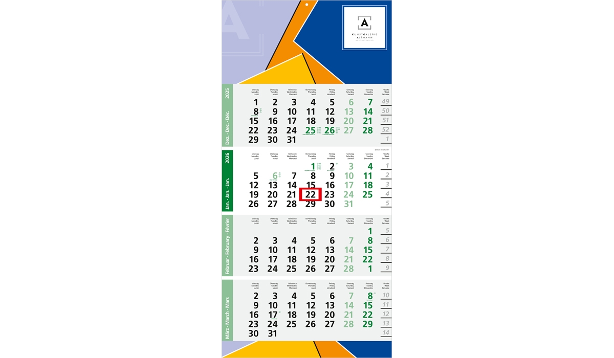 4-month calendar 2026 Logic 4 Post B