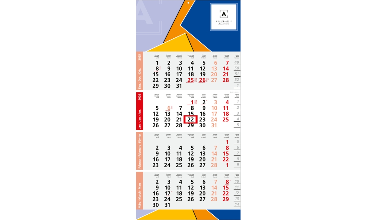 4-month calendar 2026 Logic 4 Post B