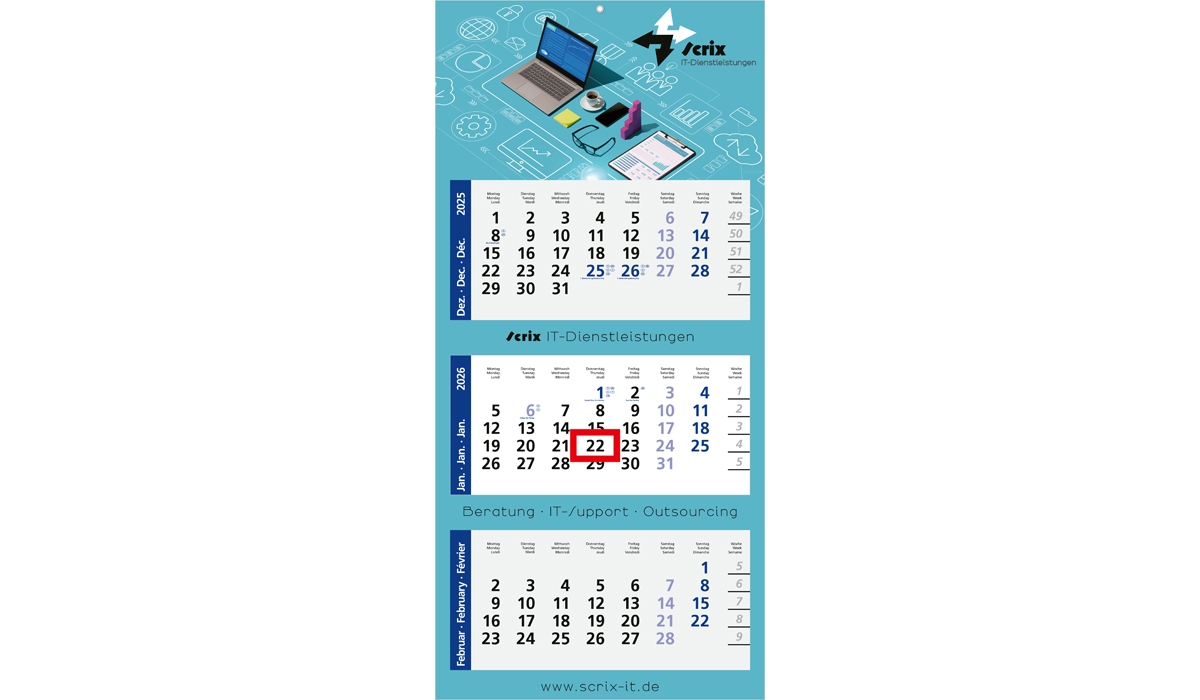 3-Monatskalender 2026 Maxi Light 3 Standard