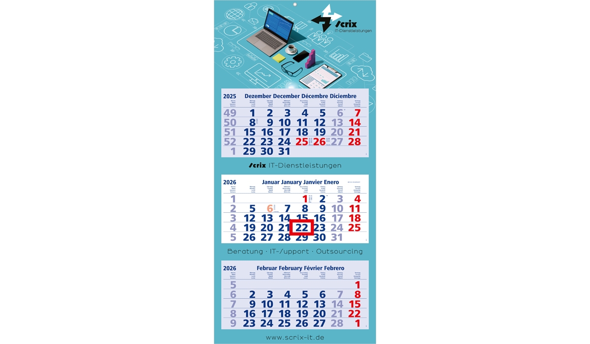 3-Monatskalender 2026 Maxi Light 3 Standard