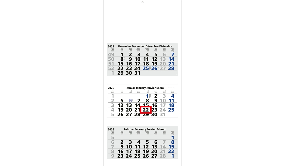 3-Monatskalender 2026 Maxi Light 3 Standard