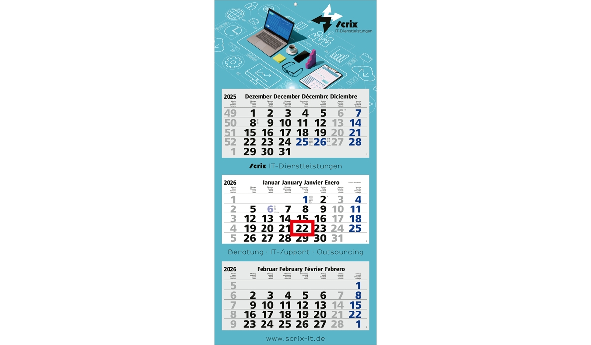 3-Monatskalender 2026 Maxi Light 3 Standard
