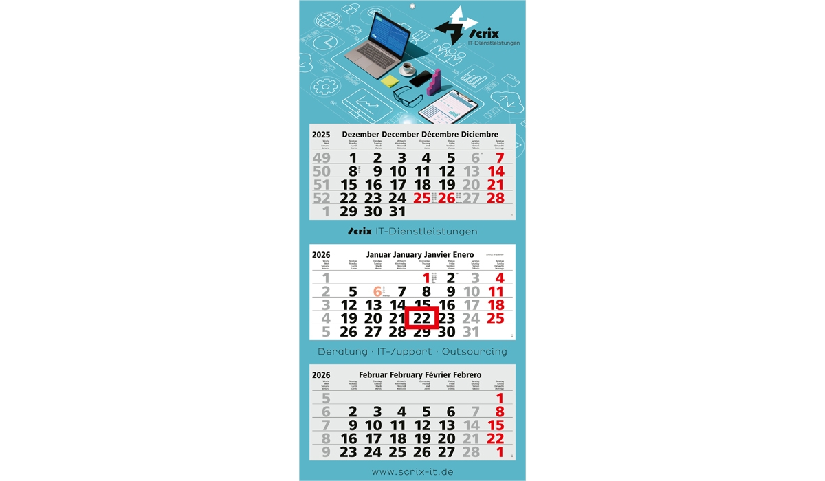 3-Monatskalender 2026 Maxi Light 3 Standard