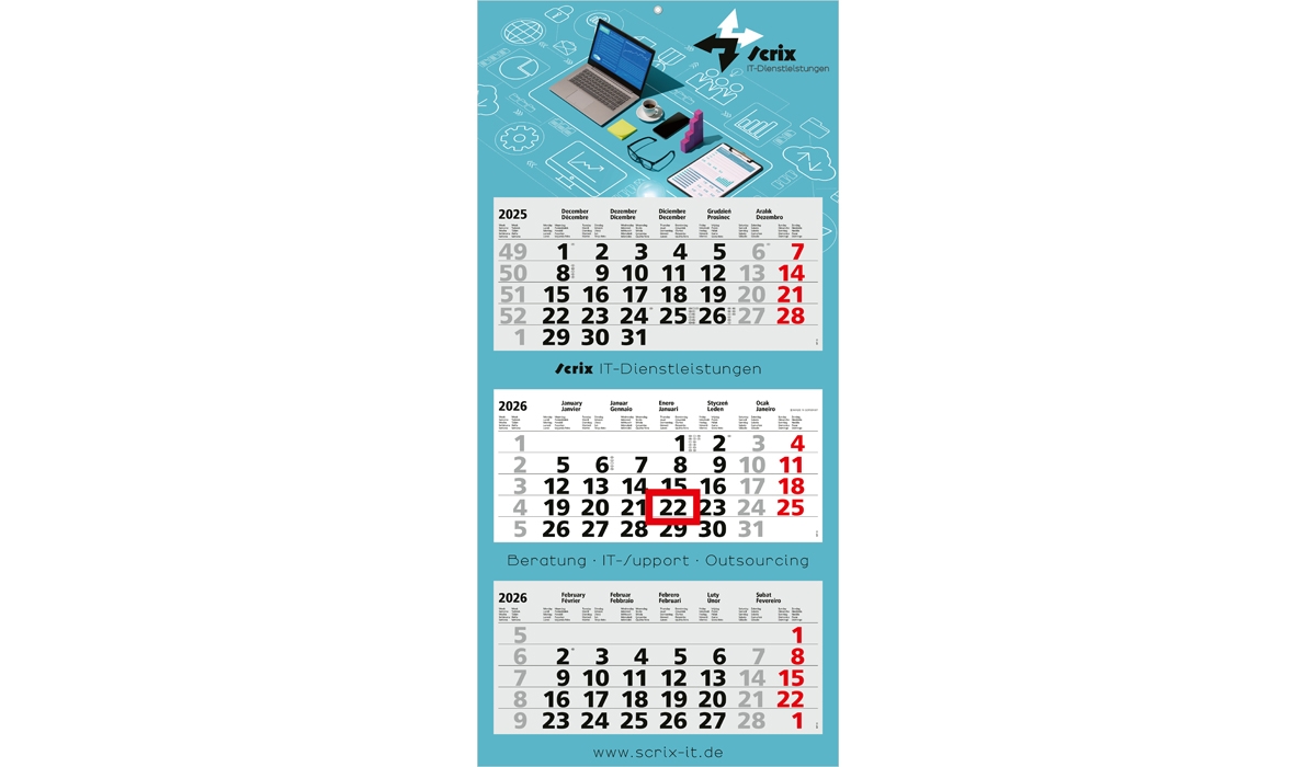 3-Monatskalender 2026 Maxi Light 3 Standard