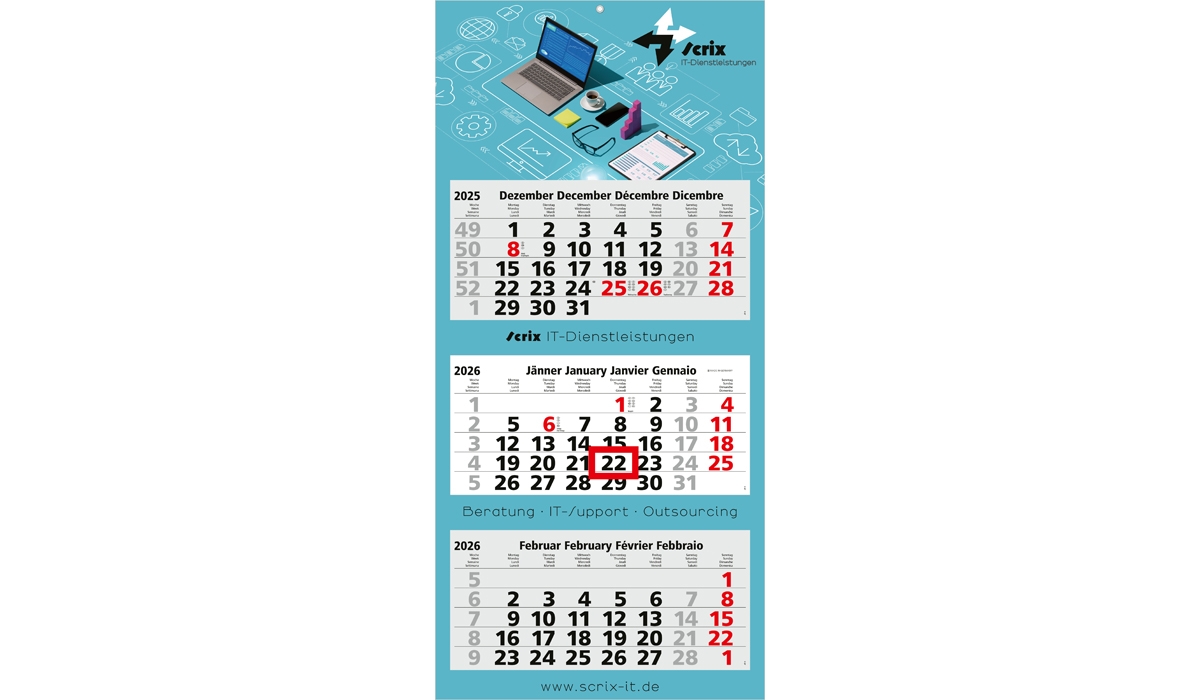 3-Monatskalender 2026 Maxi Light 3 Standard
