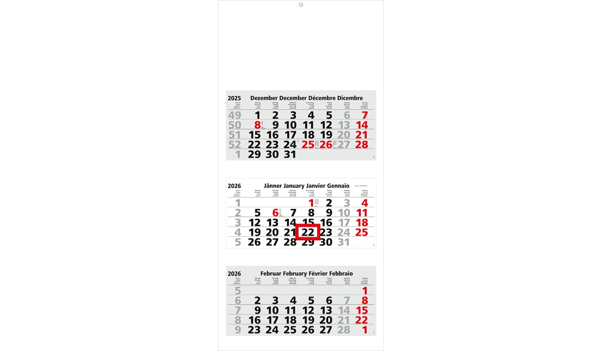 3-Monatskalender 2026 Maxi Light 3 Standard