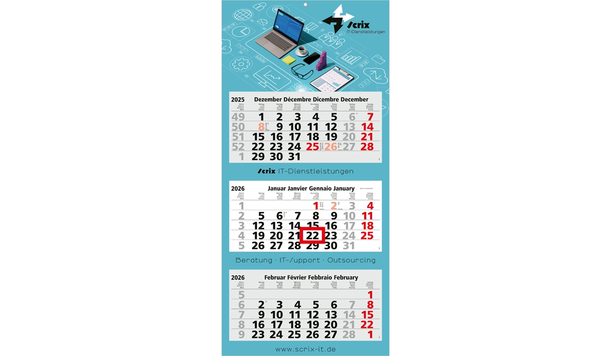 3-Monatskalender 2026 Maxi Light 3 Standard