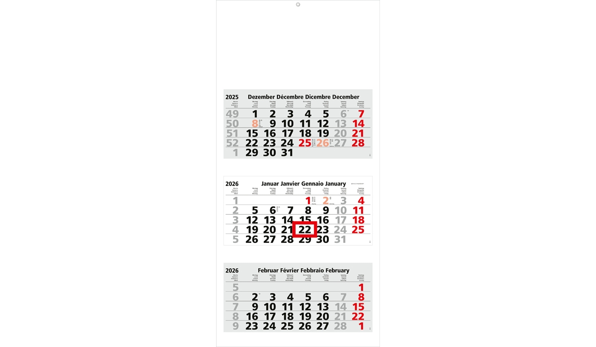 3-Monatskalender 2026 Maxi Light 3 Standard
