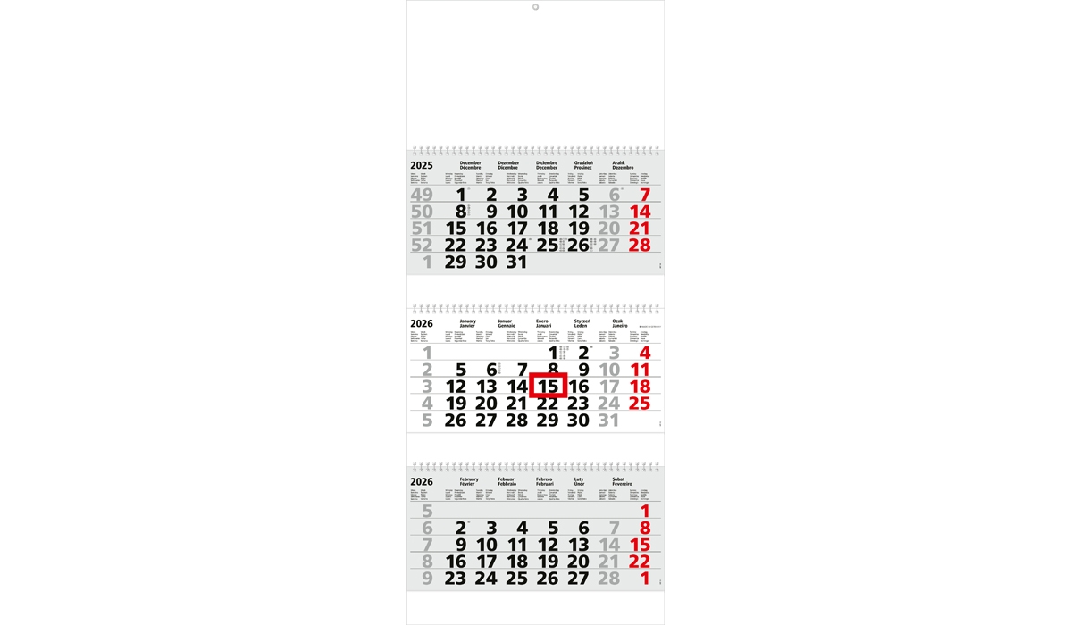 3-Monatskalender 2026 Maxi Wire-O 3 Standard