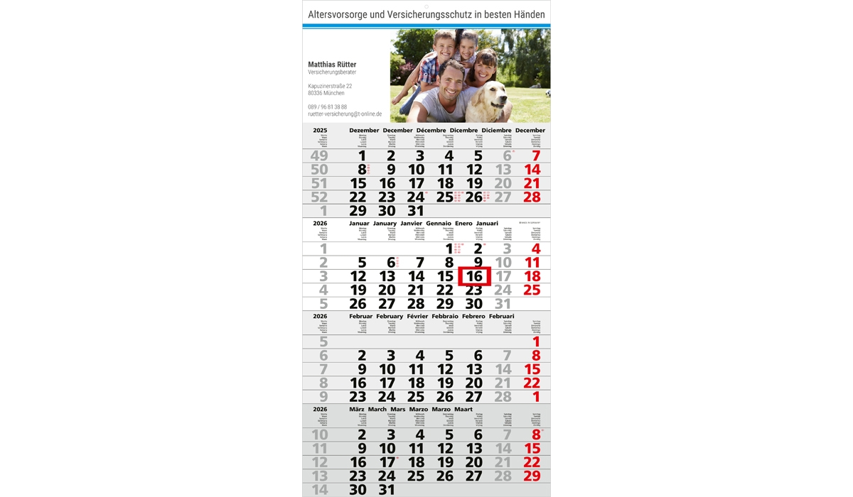 4-month calendar 2026 Mega 4 Post A
