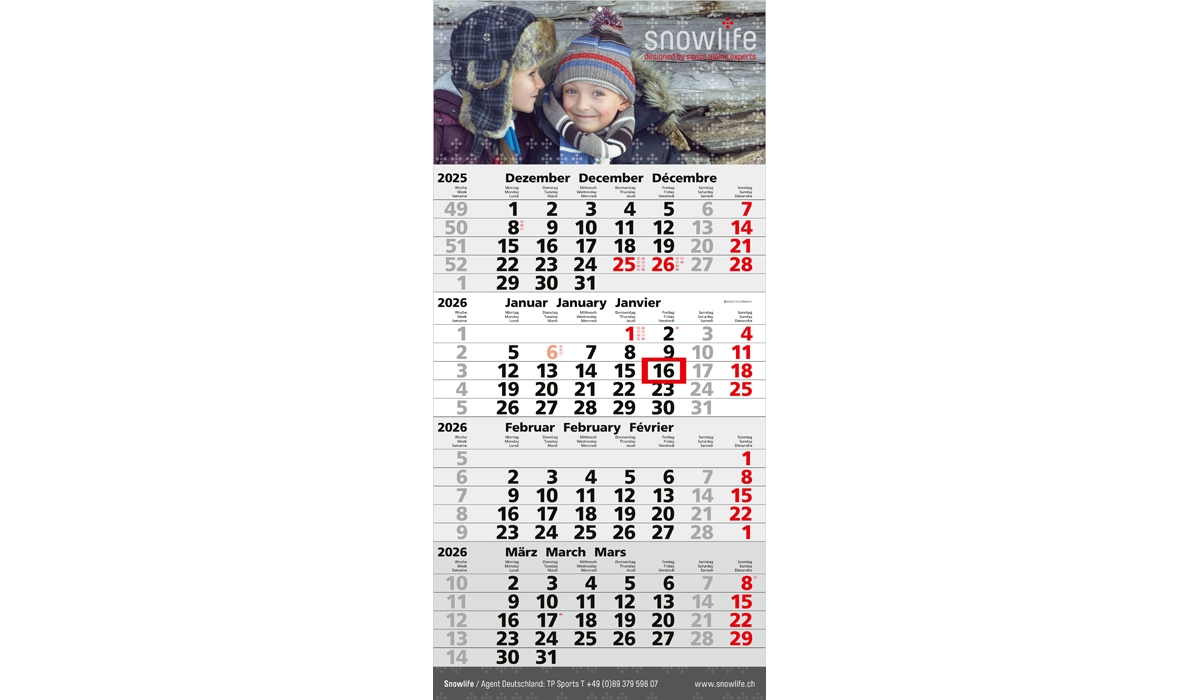 4-Monatskalender 2026 Mega 4 Post B