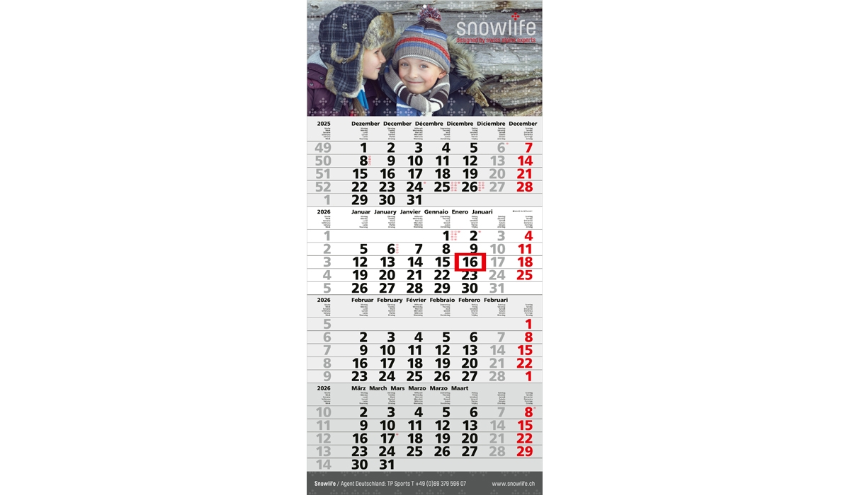 4-Monatskalender 2026 Mega 4 Post B