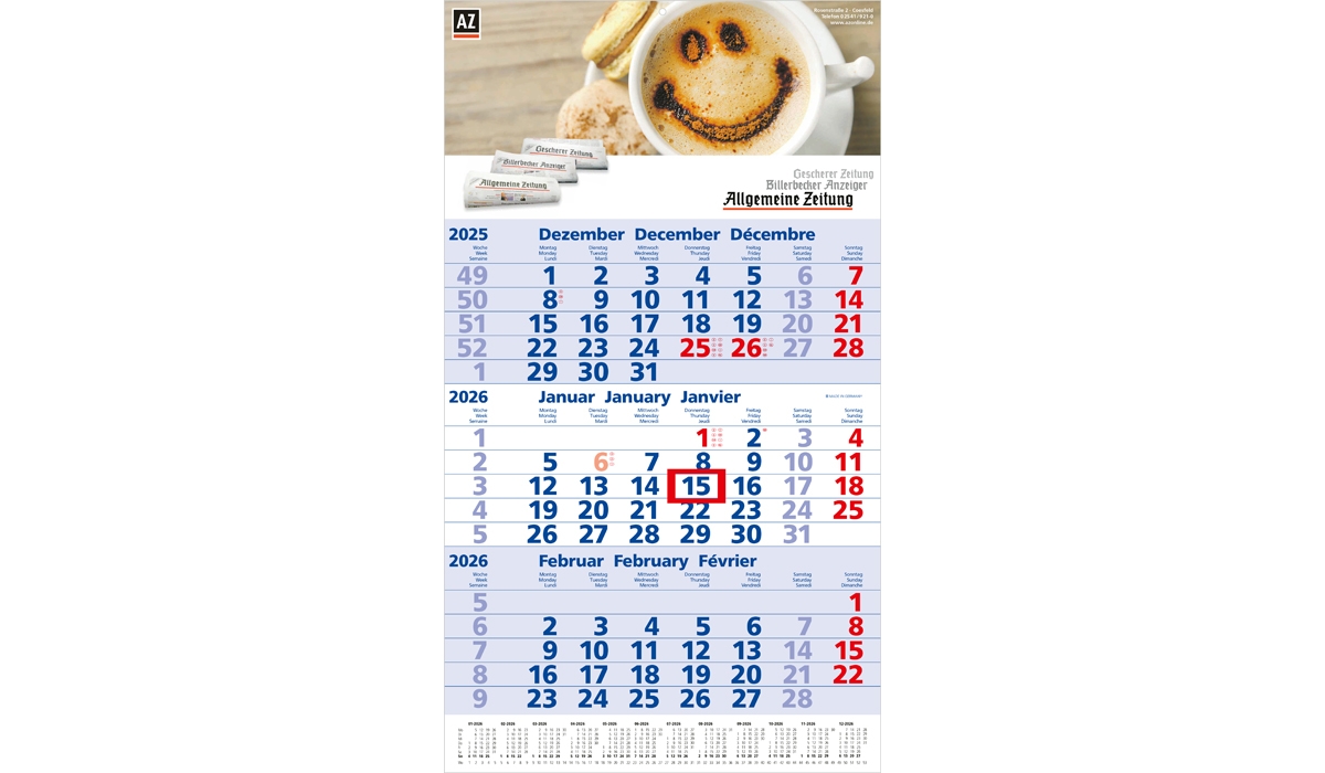 3-Monatskalender 2026 Primus 3 A