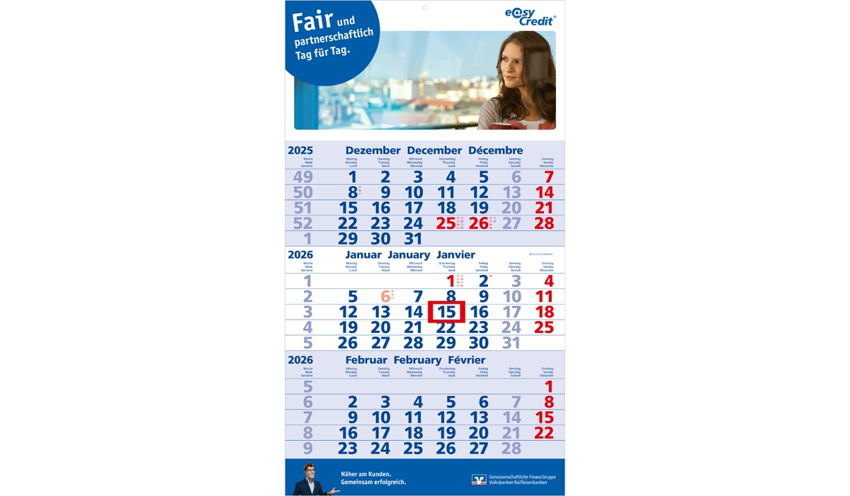 3-Monatskalender 2026 Primus 3 B