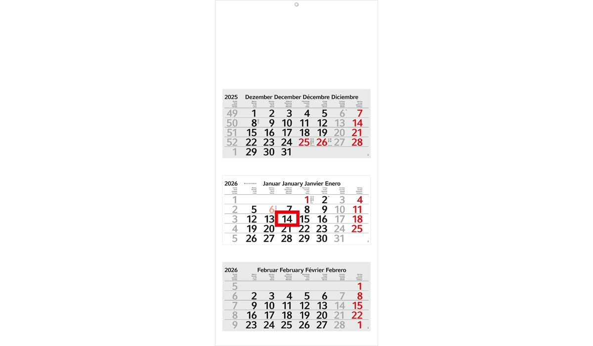 3-Monatskalender 2026 Profil 3 Standard