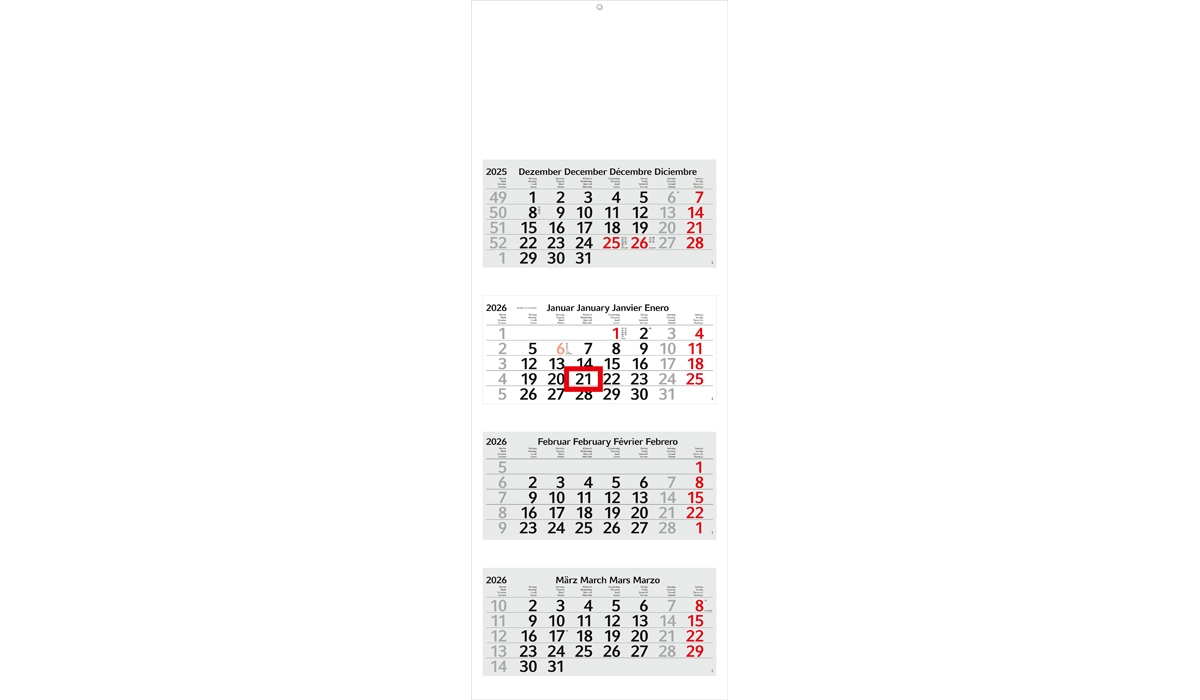 4-month calendar 2026 Profil 4 Standard