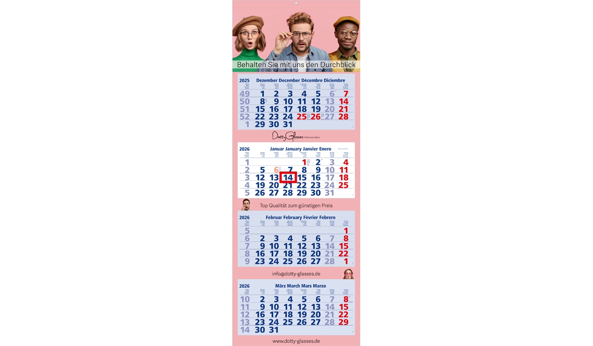 4-month calendar 2026 Quadro 4 Standard