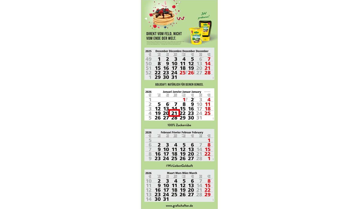 4-month calendar 2026 Quadro Light 4 Standard