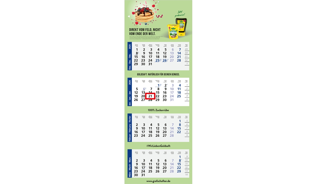4-month calendar 2026 Quadro Light 4 Standard